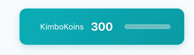 Kimbo Koin reward system showing earned coins and achievements